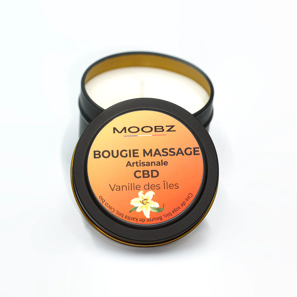 Bougie de Massage au CBD – Vanille des Îles –  MOOBZ